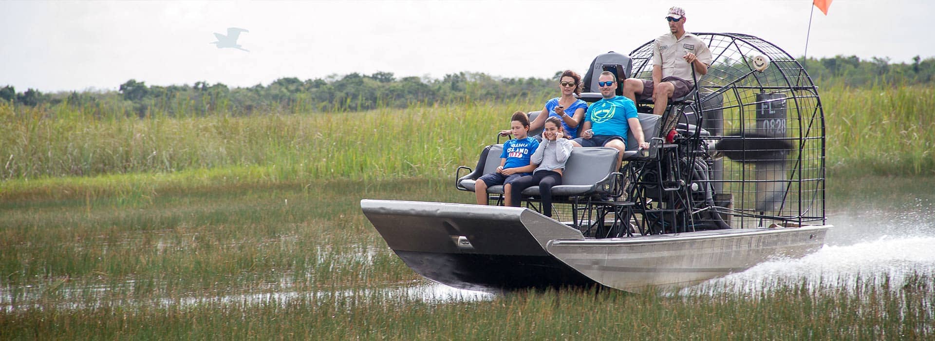 Family airboat ride in natural Central Florida